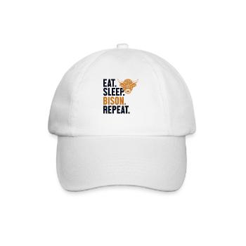 Essen Schlaf Bison Wiederholung Büffel Amerikanischer Bison - Baseballkappe - Weiß/Weiß - Vorne
