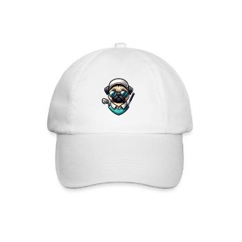 Drôle de golfeur carlin jouant au golf avec des poses cool - Casquette classique - blanc/blanc - Devant