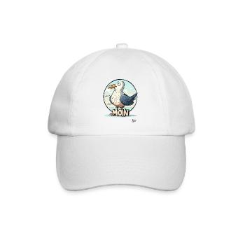 Funny seagull says "Moin" - Baseball Cap - white/white - Front