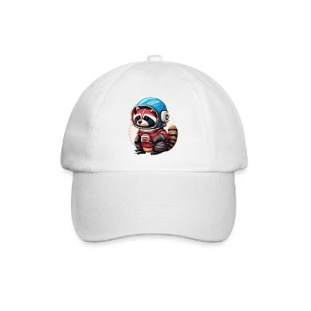 Spaceman raccoon with smartphone - Baseball Cap - white/white - Front
