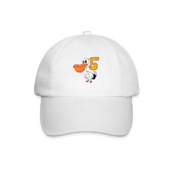 5th Birthday Motif Pelican - Five Years Old - Baseball Cap - white/white - Front