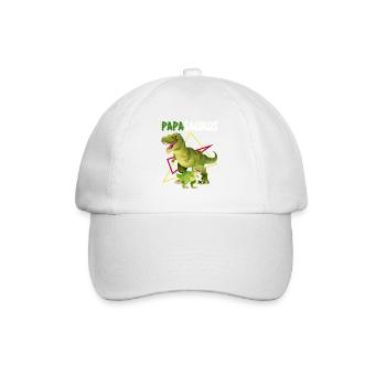 Dad, Papa, Vater, Dino, Dinosaurier für Vatertag - Baseballkappe - Weiß/Weiß - Vorne