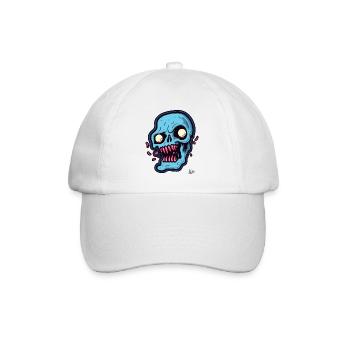 abstrakter blauer Totenkopf - Baseballkappe - Weiß/Weiß - Vorne