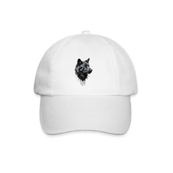 Majestätisches Porträt des schwarzen Wolfs - Aquarell - Baseballkappe - Weiß/Weiß - Vorne