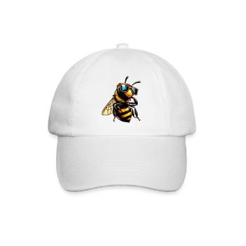 Bee with Sunglasses - Baseball Cap - white/white - Front