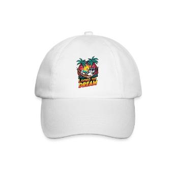 Cat with a beer at the beach - humor - Baseball Cap - white/white - Front