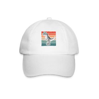 Dinosaur With Retro Vintage Nerd Geek Dino T-Rex - Baseball Cap - white/white - Front