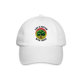 Das Leben ist besser mit Bäumen - Baseballkappe - Weiß/Weiß - Vorne