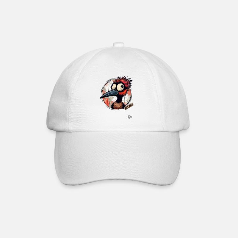 pick pock: Verrückter Lustiger Specht - Baseballkappe - Weiß/Weiß