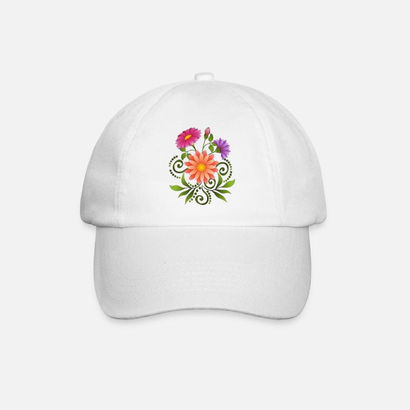 Blumen - Baseballkappe - Weiß/Weiß