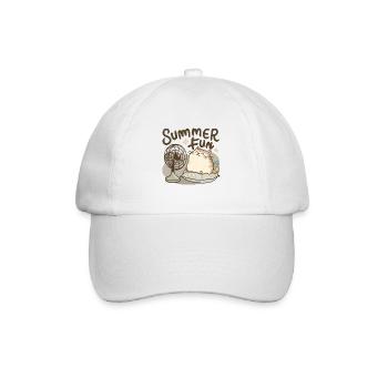 Niedliche Katze genießt den Sommerspaß für - Baseballkappe - Weiß/Weiß - Vorne