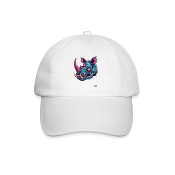 Silly Funny Zombie Rhino - Baseball Cap - white/white - Front