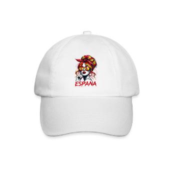 Spain Woman Bun Spanish Flag Proud Girl - Baseball Cap - white/white - Front