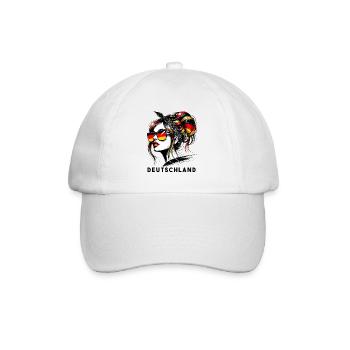 Deutschland Frau Dutt Deutsche Flagge Stolz - Baseballkappe - Weiß/Weiß - Vorne