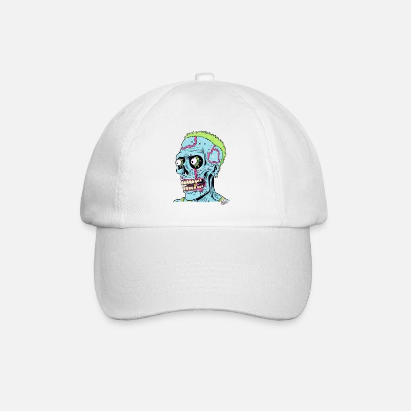 Crazy Stupid Zombie Punk Skull - Baseball Cap - white/white