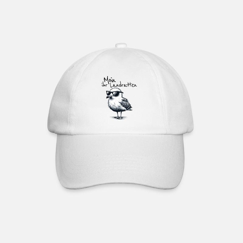 Moin ihr Landratten Lustiger Möwe Spruch - Baseballkappe - Weiß/Weiß