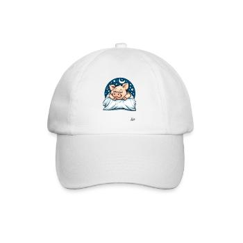 tired sleeping pig with moon and stars - Baseball Cap - white/white - Front