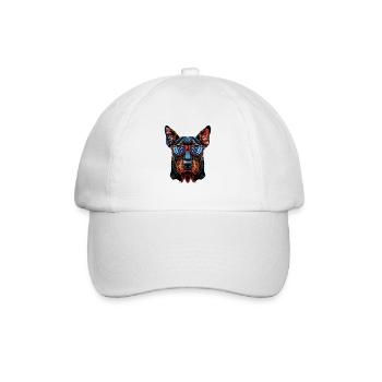 Doberman Pinscher with American Sunglasses - Baseball Cap - white/white - Front