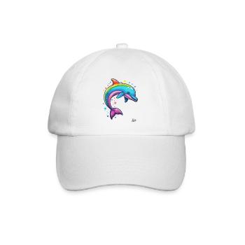 Colorful and cheerful: Rainbow Happy Dolphin - Baseball Cap - white/white - Front