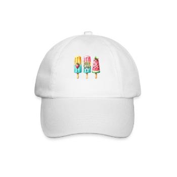 Hello Summer. Happy Popsicle Design, Ice Cream, - Baseball Cap - white/white - Front