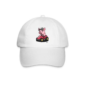 Unermüdliches kleines fröhliches Traktor-Schwein - Baseballkappe - Weiß/Weiß - Vorne