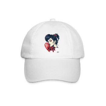 Une Japonaise prête à embrasser avec le cœur - Casquette classique - blanc/blanc - Devant