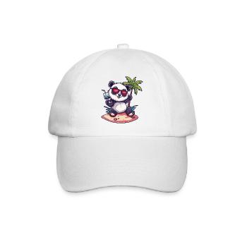 Panda Summer Beach Comic - Baseball Cap - white/white - Front