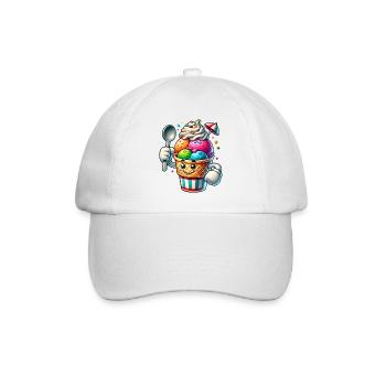 cheerful cartoon ice cream motif for summer fun - Baseball Cap - white/white - Front