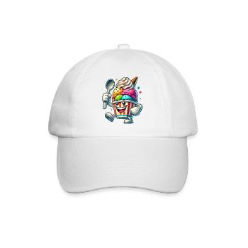 cheerful cartoon ice cream motif for summer fun - Baseball Cap - white/white - Front