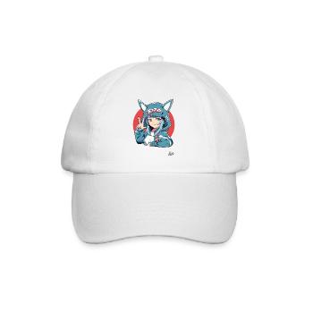 Drôle de fille japonaise comme requin lapin - Casquette classique - blanc/blanc - Devant