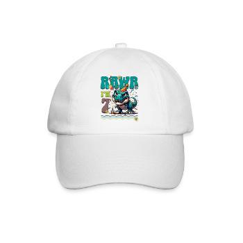 7th Birthday Rawr T Rex Dinosaur - Baseball Cap - white/white - Front