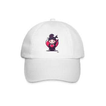 Cute cheerful samurai with heart and love - Baseball Cap - white/white - Front