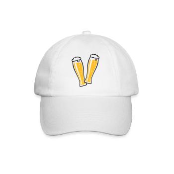 2 Weißbiergläser Stoßen An (Bier Weizenbier / 2C) - Baseballkappe - Weiß/Weiß - Vorne