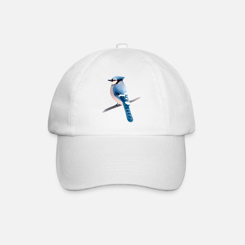 Blauhäher auf Ast - Baseballkappe - Weiß/Weiß