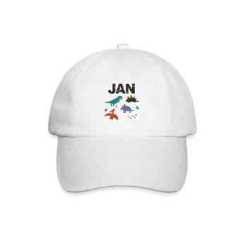JAN - Beautiful boy name with dinosaur - Baseball Cap - white/white - Front