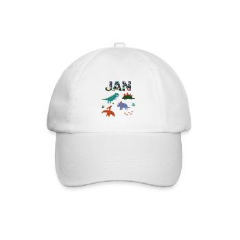 JAN - Schöner Jungen Name mit Dinosaurier - Baseballkappe - Weiß/Weiß - Vorne