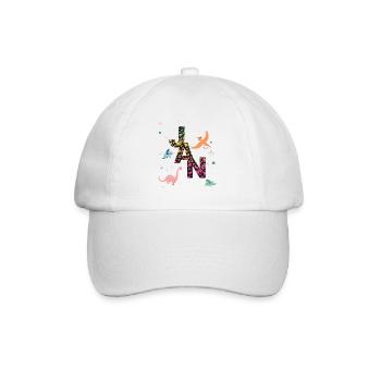 JAN - Schöner Jungen Name mit Dinosaurier - Baseballkappe - Weiß/Weiß - Vorne