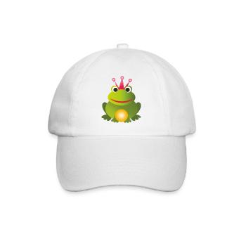 Prince grenouille - avec couronne rose et boule dorée - Casquette classique - blanc/blanc - Devant