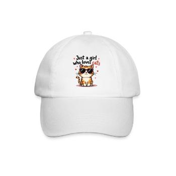 just a girl who loves cats, Cute cat shirt for kid - Baseball Cap - white/white - Front