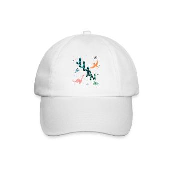 JULIAN - Schöner Jungen Name mit Dinosaurier - Baseballkappe - Weiß/Weiß - Vorne
