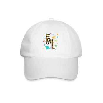 EMIL - Beautiful boy name with dinosaur - Baseball Cap - white/white - Front