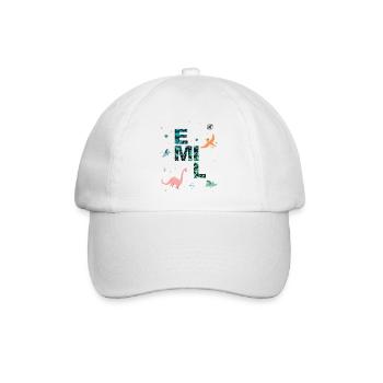 EMIL - Beautiful boy name with dinosaur - Baseball Cap - white/white - Front