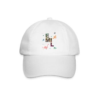 EMIL - Beautiful boy name with dinosaur - Baseball Cap - white/white - Front