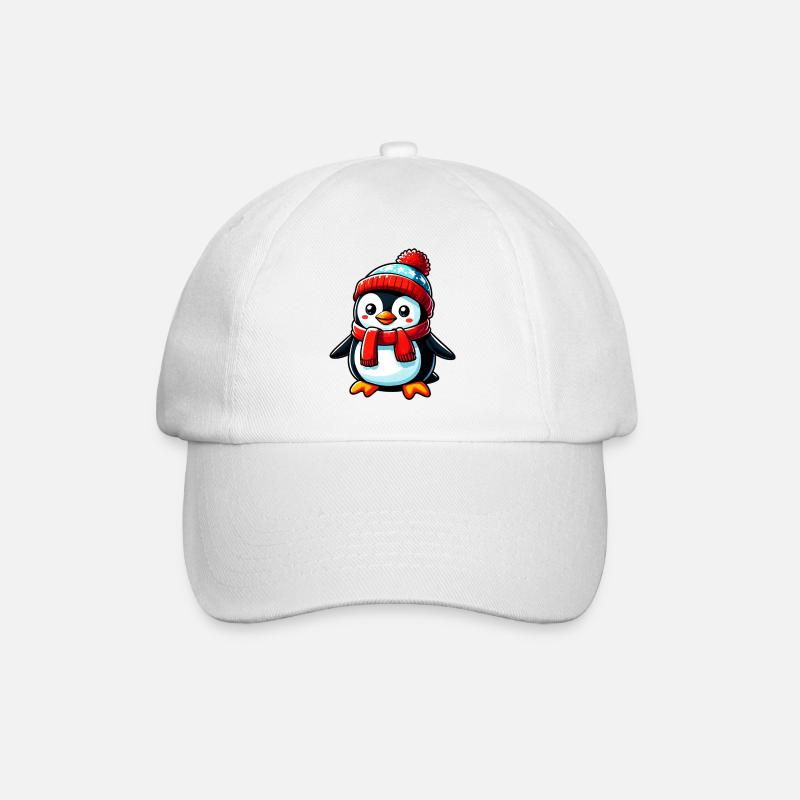 Pinguin - Baseballkappe - Weiß/Weiß