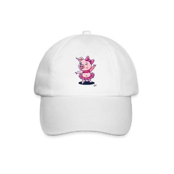 Cute piggy pig as a ballerina - Baseball Cap - white/white - Front