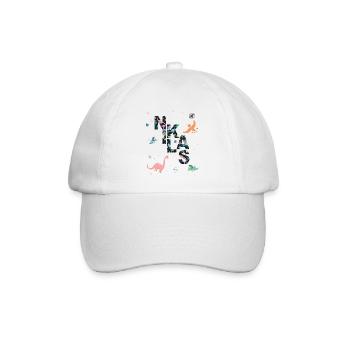 NIKLAS - Beautiful boy name with dinosaur - Baseball Cap - white/white - Front