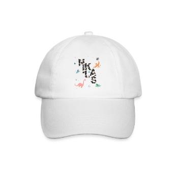 NIKLAS - Beautiful boy name with dinosaur - Baseball Cap - white/white - Front