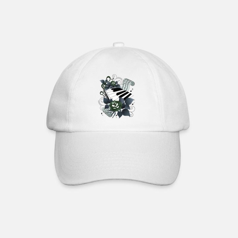 Piano with roses grey-blue - Baseball Cap - white/white