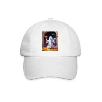Cheerful Ghost with Pumpkin - Baseball Cap - white/white - Front