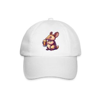 Gürteltier Bier Pixel - Baseballkappe - Weiß/Weiß - Vorne